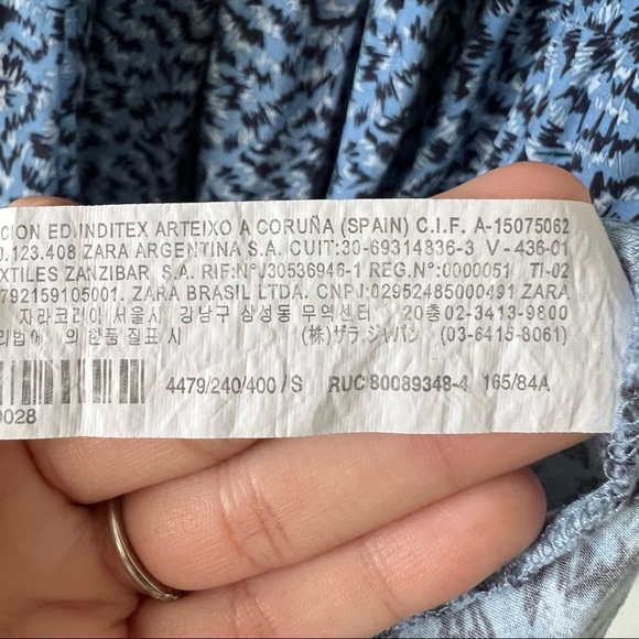 Zara blue printed midi tiered long sleeve dress blogger fav size small - Picture 6 of 8